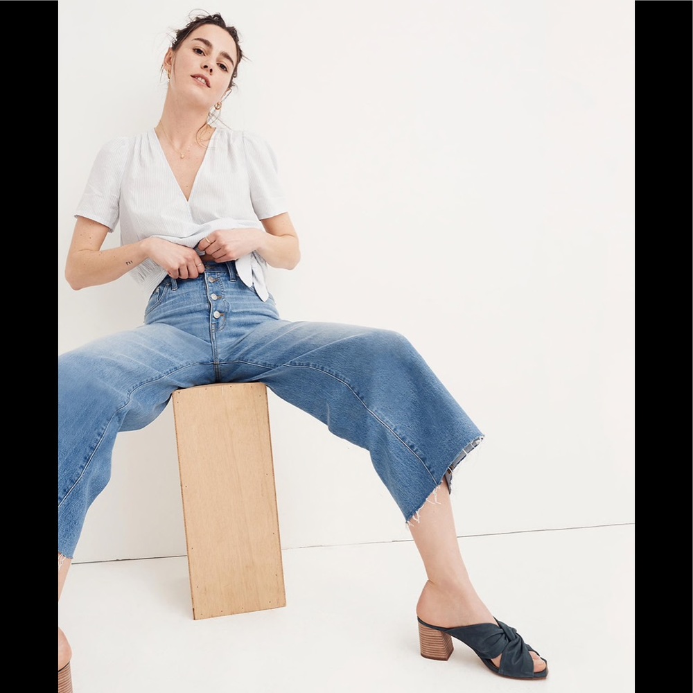 Madewell wide leg crop jeans button front edition